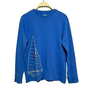 Vineyard Vines Sailing Boat TShirt Kid Boy Girl Size L 16/18 Long Sleeve Blue